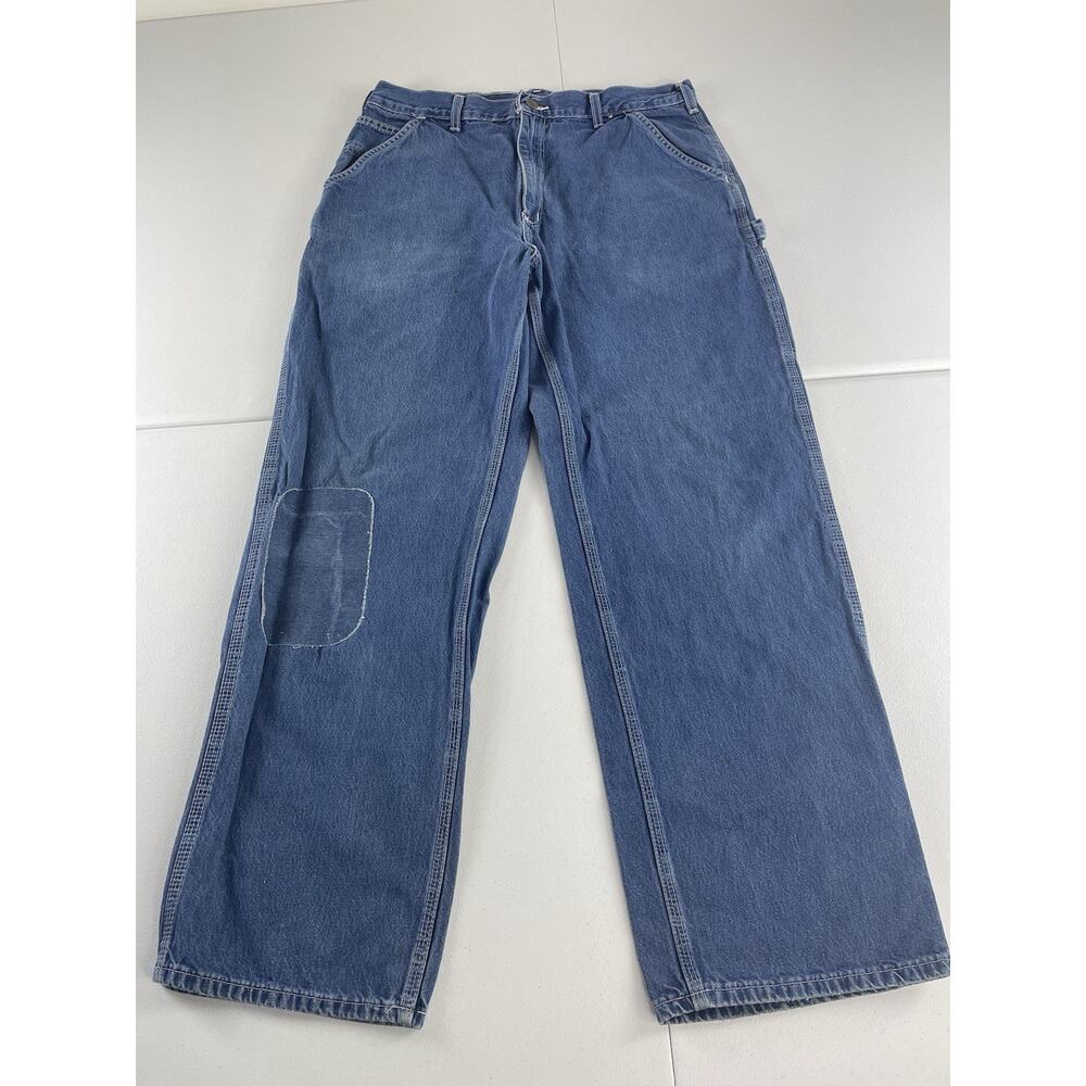 Carhartt Jeans Mens 36x32 Blue Carpenter Loose Baggy Work Denim B13 DST Patch